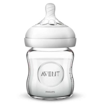 Avent baby natural response glass bottle 120ml flow 2 nipple 0m 177