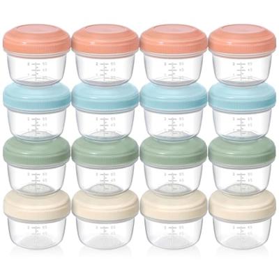VITEVER [16 Pack] 4 oz Small Containers with Lids, Reusable Plastic Jars for Snack and Puree, Salad Dressing Container to Go, Deli Containers, Freezer