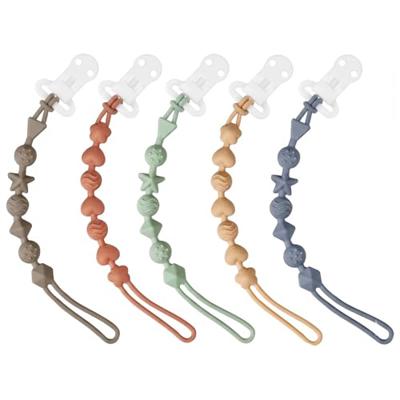 PandaEar 5 Pack Silicone Pacifier Clips, One Piece Design Baby Soother Clips Pacifier Holder for Teething Teethers (Style A)