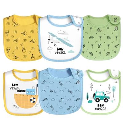Maiwamita 6 Pack Waterproof Cotton Baby Bibs for Girls Boys for Drooling Eating with Snaps