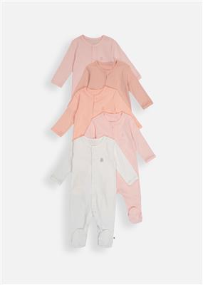 Plain Organic Cotton Sleepsuits 5 Pack | Woolworths.co.za