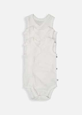 Plain Sleeveless Organic Cotton Wrap Bodyvests 3 Pack