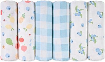 GLLQUEN BABY Muslin Squares Cloth for Baby, 6pack 70cm x 70cm Cotton Burp Cloths for Newborn, Absorbent & Breathable and Ideal to Clean, Wipe & Cover