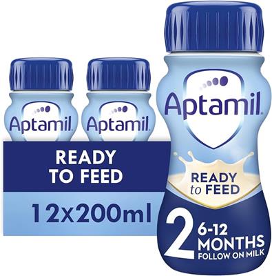Aptamil 2 Follow On Baby Milk Ready to Use Liquid Formula, 6-12 Months, 200ml (Pack of 12) : Amazon.co.uk: Grocery