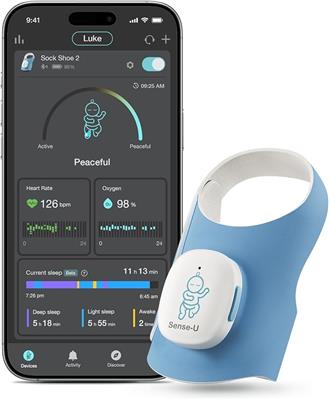 Sense-U Smart Sock Shoe 2 Baby Monitor – Tracks Heart Rate and Sleep Patterns with Transmissive PPG Foot Sensor, for 1–12 Months : Amazon.co.uk: Baby