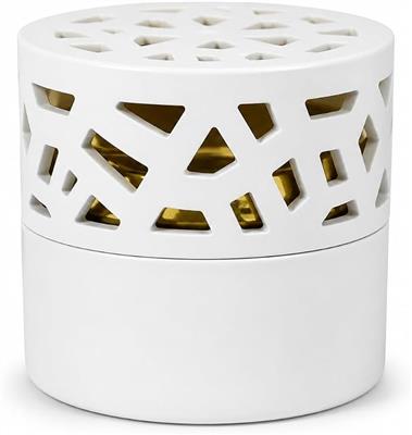 White Resin Bakhoor Burner with Geometric Lid | Incense Burner for Oud, Bakhoor & Resin | Decorative Arabic Style Home Fragrance Accessory JR23079 (Wh