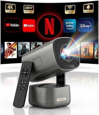 XRQ 1080P Projector 4K Supported, WiFi 6 Bluetooth Smart Projector with Android 13, Auto Focus, Home Cinema Movie Projector for Bedroom Outdoor : Amaz