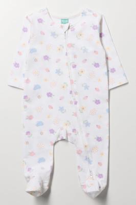 Printed Cotton Sleepsuit White | Babygrows | Ackermans
