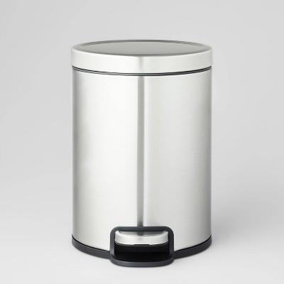 5L Round Step Trash Can Silver - Brightroom™: Stainless Steel, Bathroom Trash Can with Lid, Indoor Use : Target