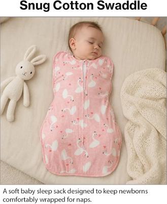 Baby Swaddle Sleep Sack, 100% Cotton, Pink with Swan Print, Twin Zip Closure, Lightweight, for Newborn and Infant (Swan) : Amazon.co.za: Baby Products