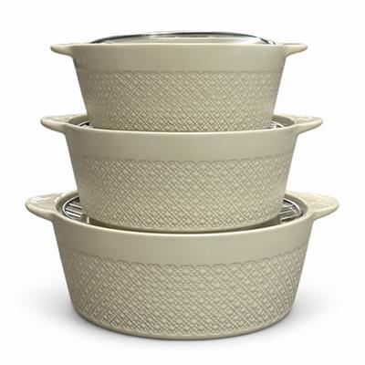 3 Piece Ceramic Serving Bowl Set with Lids Textured Soup Salad Bowls | Shop Today. Get it Tomorrow!