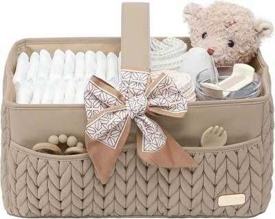 LUKJOJO Nappy Organiser Storage Caddy, Portable Nursery Storage Basket For Newborn Essentials, Baby Shower Gifts Basket For Changing Table (Beige) : A
