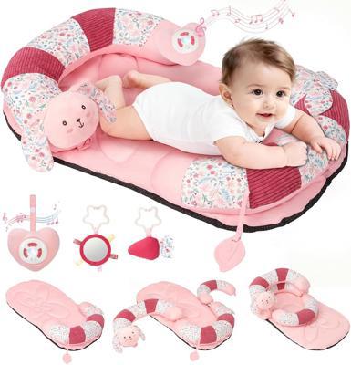 Amazon.com : 2-in-1 Tummy Time Activity Mat & Seated Support with 5 Toys, Baby Floor Seat for Tummy Time, Soft, Non-Slip, Musical Stuffed Toys, Sensor