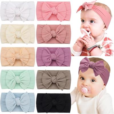 Amazon.com: CÉLLOT 10 Colors Super Stretchy Soft Knot Baby Girl Headbands with Hair Bows Nylon Head Wrap For Newborn Baby Girls Infants Toddlers Kids