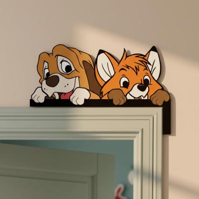 Fox and Hound Door Topper, Cute Forest Friends Wall Decor, Puppy and Fox Shelf Sitter, Storybook Room Accent Gift - Etsy