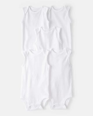 Baby 5-Pack Sleeveless Bodysuits - White | Carters