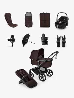Bugaboo Fox 5 Renew Pushchair, Maxi-Cosi Pebble 360 Pro2 Car Seat with Base and Accessories Bundle, Cocoa Brown