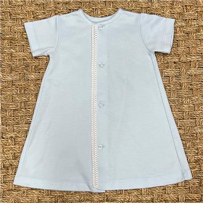 Auraluz Blue Knit Day Gown with Picot Trim