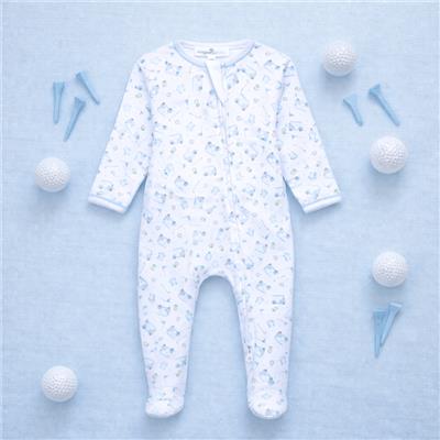 Magnolia Baby Little Golfer Print Zip Footie
