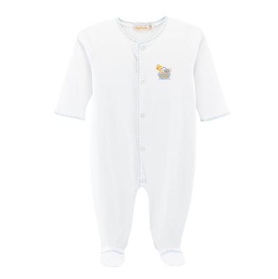 Baby Club Chic Noahs Ark Blue Footie with Crochet Trim