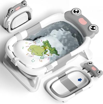 COOSEYA Foldable Baby Bath Tub for Newborn, Collapsible Baby Bathtub with Soft Support Cushion (0-18Months), Baby Shower for Infant to Toddler Gift, T