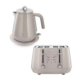 DELONGHI Eclettica Kettle and Toaster Beige Set