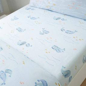 Pack of 2 Little Whales 100% Cotton Fitted Bed Sheets | Dunelm