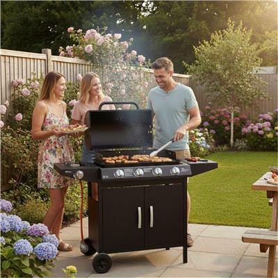 George Foreman George Foreman 4 Burner BBQ with sideplate | FRASERS