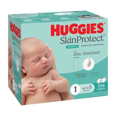 Buy Huggies Skin Protect Newborn Nappies Size 1 (Up to 5kg) 108 Pack online at Chemist Warehouse