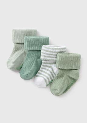 4 Pack Baby Sage Ribbed Socks (Newborn-23mths) - Up to 1 Month | Matalan