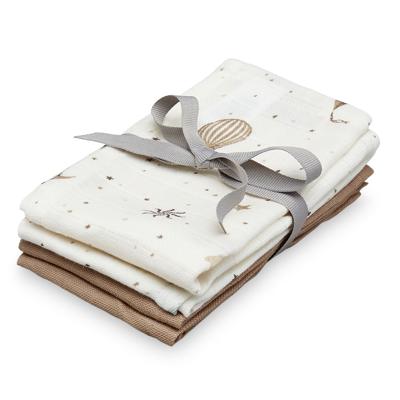 Waschlappen, Musselin, 4er Pack - GOTS Mix Dreamland, Kamel-beige