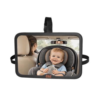 Jolly Jumper Driver’s Baby Mirror 360° View | Shatter-Resistant Convex Rear-Facing Car Seat Mirror | Adjustable Ball-Joint Pivot & Soft-Feel Frame - W