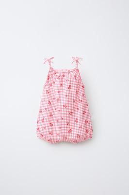 PLAID AND CHERRY ROMPER - Red / White | ZARA Canada