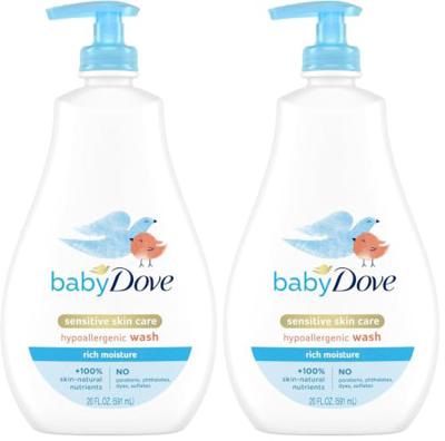 Baby Dove Sensitive Skin Care Baby Wash For Baby Bath Time Rich Moisture Tear-Free and Hypoallergenic, 20 oz (Packaging May Vary) (Pack of 2)