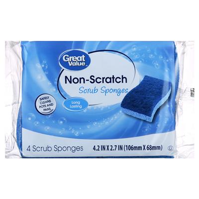 Great Value Scrub Sponges 4 Count for Dishes, Pots, and Pans Cleaning - Walmart.com