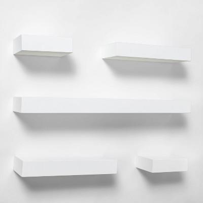 5pc Modern Wall Shelf Set White - Threshold™: MDF Composite, Open Design, Includes Mounting Hardware : Target