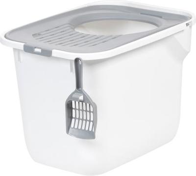IRIS Square Top Entry Cat Litter Box with Scoop, Large, White or Black - Chewy.com