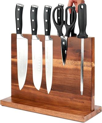 Amazon.com: Magnetic Knife Block Double Sided Magnetic Knife Holder Rack with Strong Enhanced Magnets Acacia Wood Magnetic Knife Storage Stand: Home &