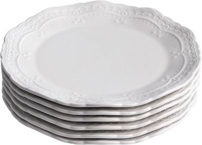 Amazon.com: Meitiaoju 8 Inch Porcelain Dessert Plates Set of 6, Appetizer Plates, White, Embossed, Dishwasher safe, Microwave safe (Picapica 8″) : Hom