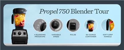 Amazon.com: Vitamix Propel Series 750 Professional-Grade Blender with Four Blending Programs for Smoothies, Soups and More, Self-Cleaning, Stainless-S