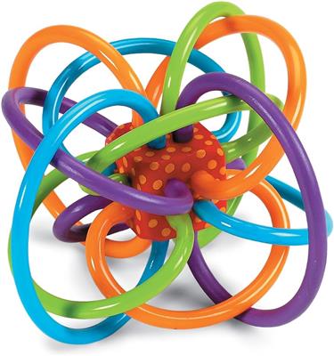 Amazon.com: Manhattan Toy Winkel Rattle & Sensory Teether Toy, Blue/Green/Orange, 5 Inch x 4 Inch x