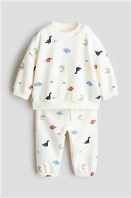 White/dinosaurs 2-Piece Printed Sweatshirt and Joggers Set for kids | H&M CA