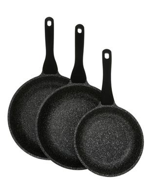 The Cooks Collective Classic Non-Stick Triple Pack Frypan 20cm/24cm/28cm in Black | MYER