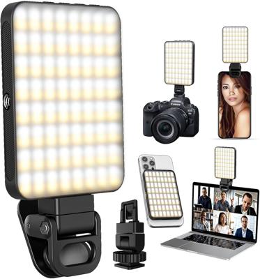 MXNUP 128 LED Luz para Celular - 3 Modos 10 Niveles de Brillo, Iluminación Ajustable 2500K-9900K, Recargable Magnético, Luz Selfie con Clip para Video