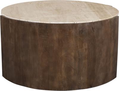 Meridian Furniture Solstice Travertine And Mango Wood Coffee Table | Wayfair
