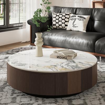 Ivy Bronx 35 Round Coffee Table for Living Room, Marble Coffee Table with Drawer, No Assembly & Reviews | Wayfair