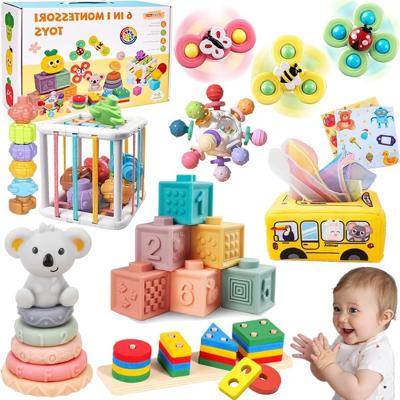Amazon.com: Montessori Baby Toys 6-12-18 Months, Toys for 1 + Year Old, Infant Teething Toy Stacking Building Blocks Shape Sorter, Spinner and More. S