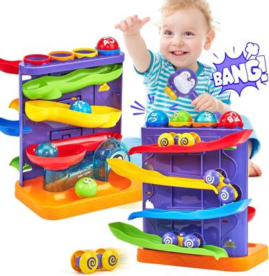 Amazon.com: hahaland Ball Drop Toys for 1 Year Old, 2 in 1 Pound a Ball & Car Ramp Montessori Toys for 1 Year Old, Cause and Effect Toys with 4 Balls,