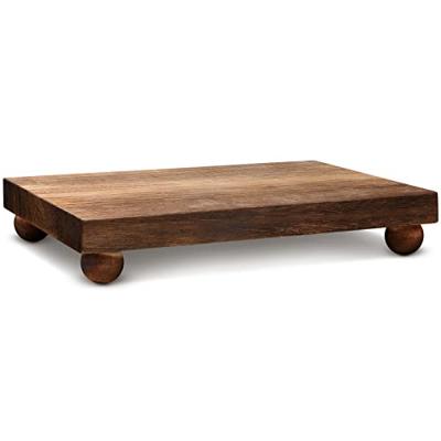 Amyhill Wood Pedestal Stand Kitchen Soap Tray Farmhouse Wooden Riser Stand for Kitchen Bathroom Counter Table Decor Plant Vases Display(Classic,Dark B