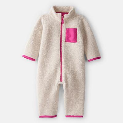 Baby Girl Carters Color Block Fleece Long Sleeve Jumpsuit